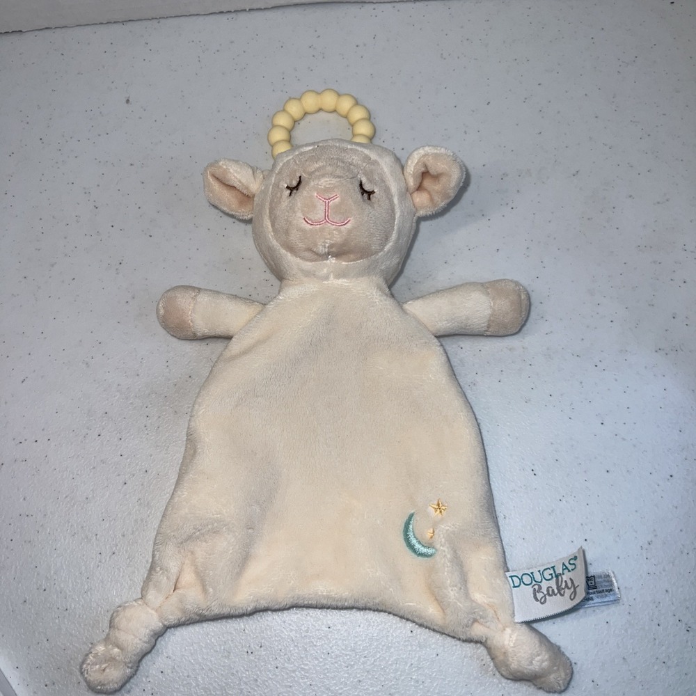 Douglas Baby Ivory Sleeping Sheep Lamb Plush Security Blanket Teether Lovey